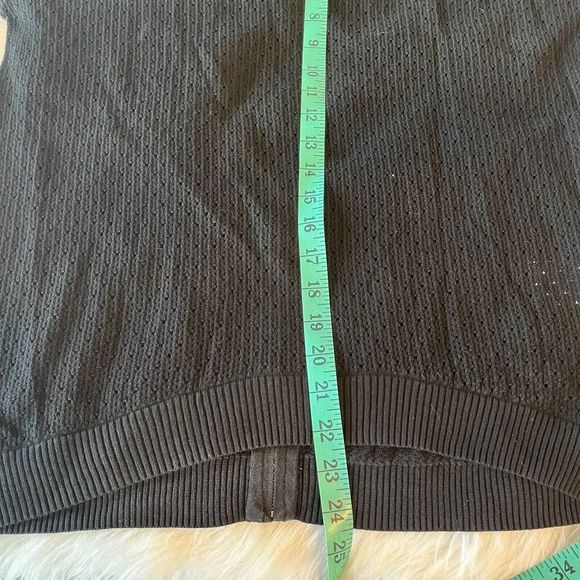 Sandro Womens Sweater Back Zip Scoop‎ Neck Open Knit Black Cotton Size 1 Paris - Picture 9 of 10